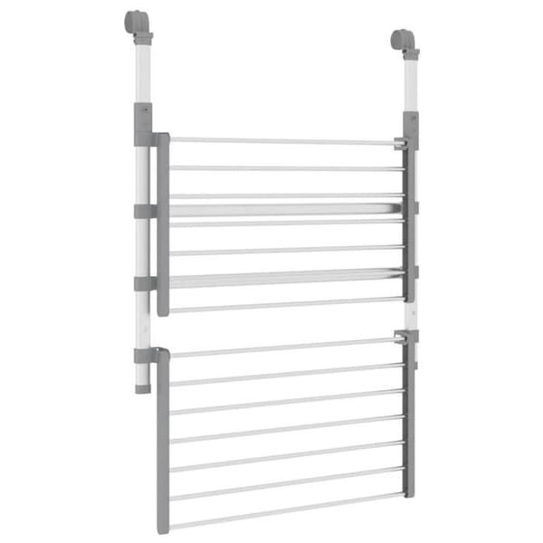Tøjstativ Balkon Aluminium 54 x 25 x 42 cm Foldbart 2 Niveauer 7 m Sølv Silver
