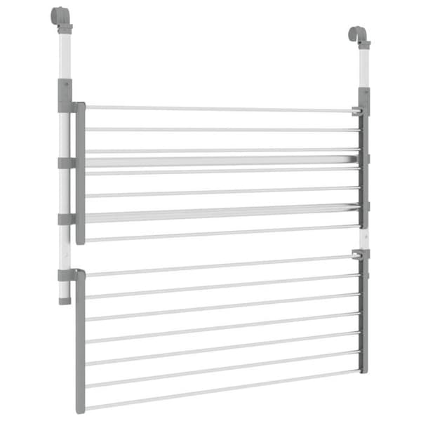 Tøjstativ Balkon Aluminium 89 x 25 x 60-95 cm Sammenklappelig 2 Niveauer 10 m Sølv Silver