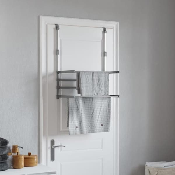 Tøjstativ Balkon Aluminium 54 x 25 x 42 cm Foldbart 2 Niveauer 7 m Sølv Silver