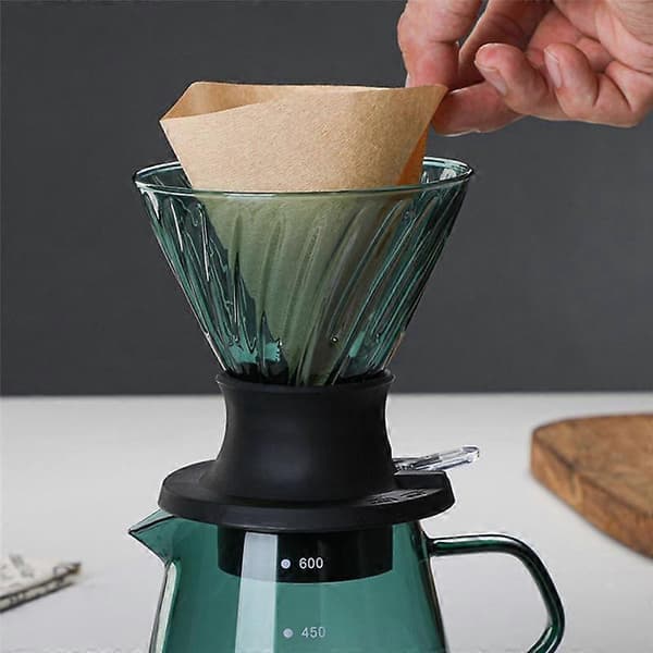 600ML Dripper Switch Glas V60 Hæld over Kaffebrygger V Form Dråbe Kaffebrygger og Grøn-yux