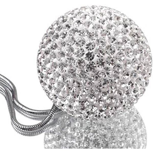 Krystallkule Bilspeil Charm, Krystall Rhinestone Bil & Hjeminnredning Hengepynt, Bilinnstilling Tilbehør (Hvit)