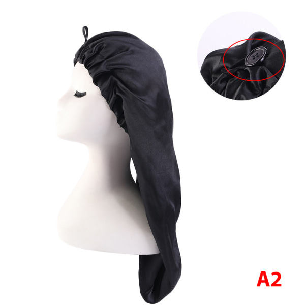 Extra Stor Satin Silky Bonnet Sovhuva Lång Satin Bonnet Cap A2