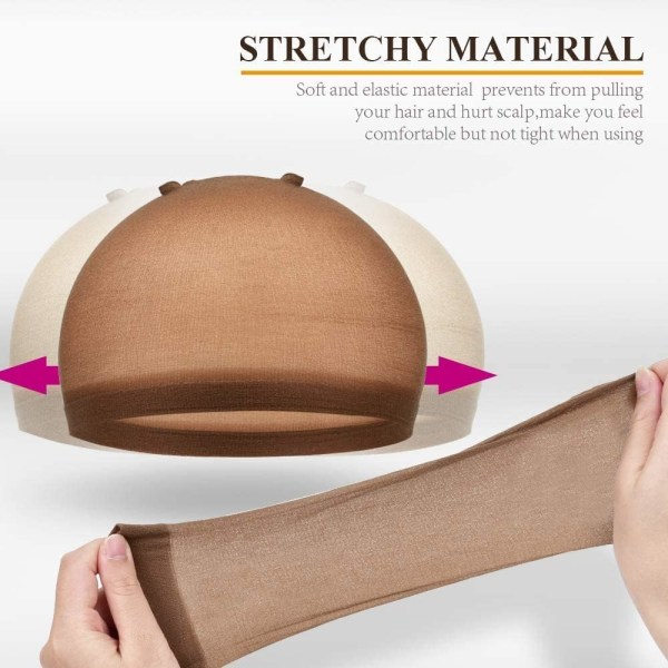 TG Nylon Perukkehette. 20 stk Brun Perukkehette Strumpelock for Peruker Stretchy