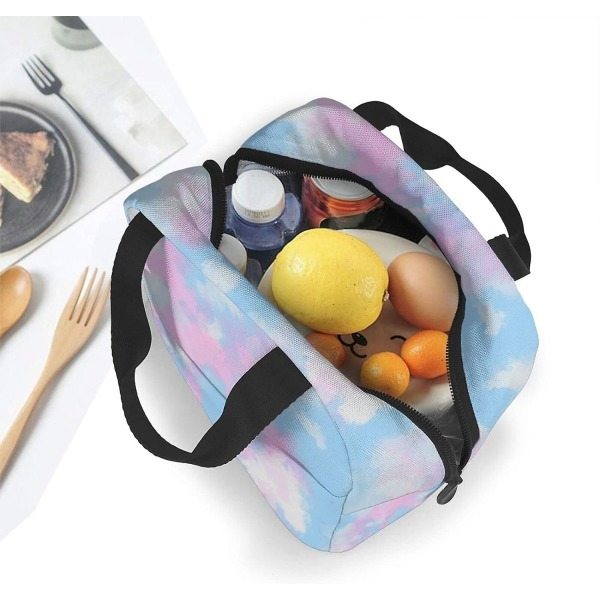 Kannettava Bento-laukku Sininen vaaleanpunainen solmio värikuvio Työ Koulu Eristetyt lounaspussi Pidä lämmin eväslaatikko aikuisille ja lapsille -lounaslaatikko laatikko käsilaukku