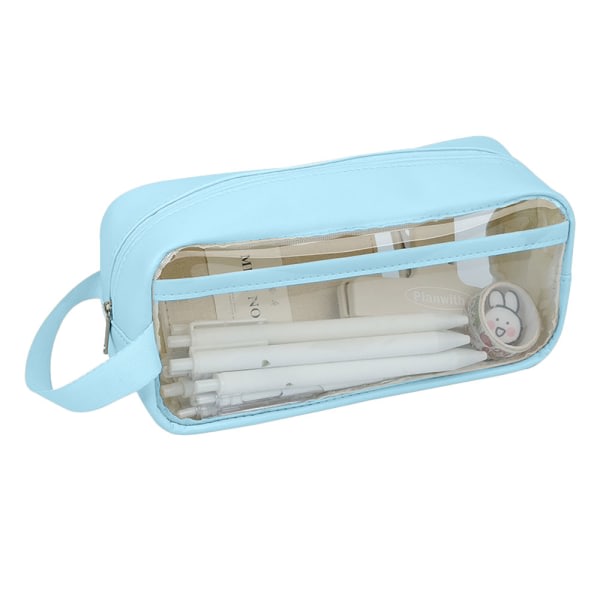 TG 2st minimalistiskt transparent case, penna med stor kapacitet Himmelsblå