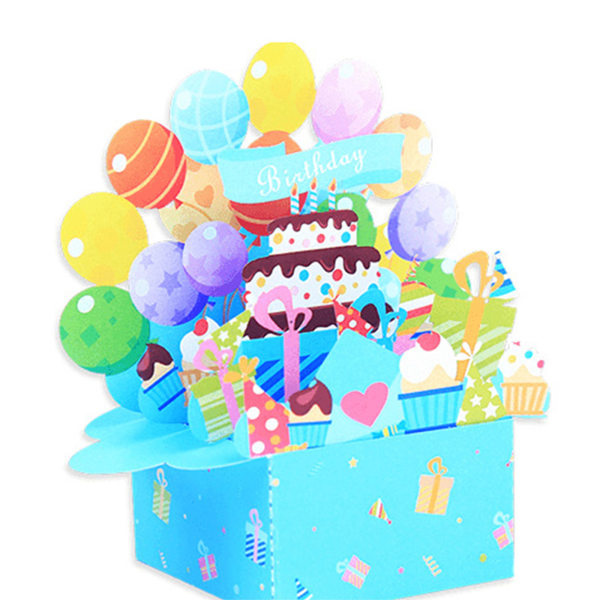 3D Pop Up Bursdagskake Gratulasjonskort Foldbar Papirboks Velsignelseskort