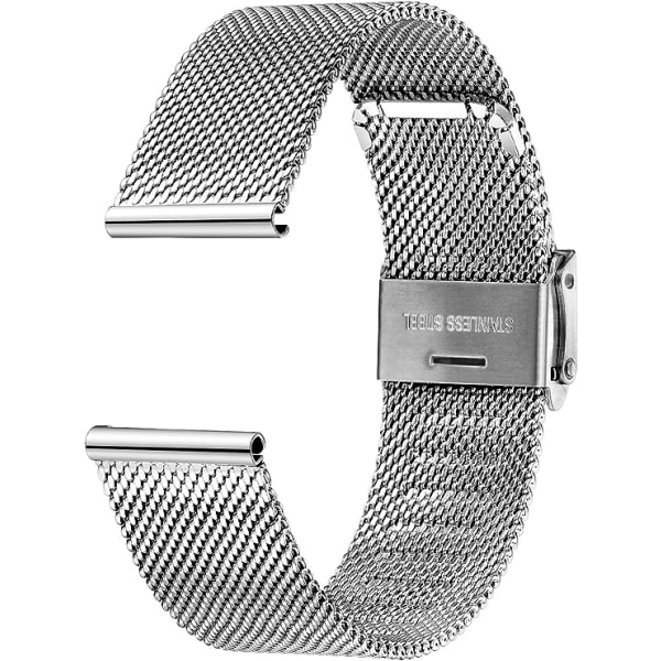 Galaxy 1 st Watch Mesh Armband Rostfritt stål Quick Release Herr Dam 12-24mm Sølv