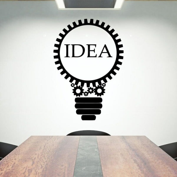 Kreativ Design Gear Glödlampa Idé Kontorsväggdekal Vinyl Inredningsstudio