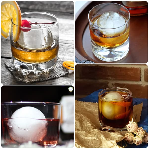 Silikone isboldforme 3-pak, 3 tommer runde isterningbakker med indbygget tragt til whisky, sort
