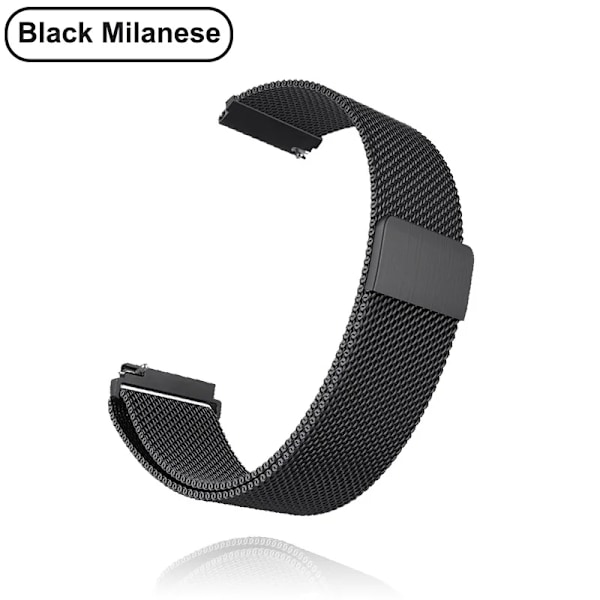 Nytt 18mm 20mm 22mm armbånd for Garmin Venu 2S armbånd Vivoactive 3 4S 4 Forerunner 245 645 Galaxy Watch 4 Classic 42 46mm Svart Metall 18mm