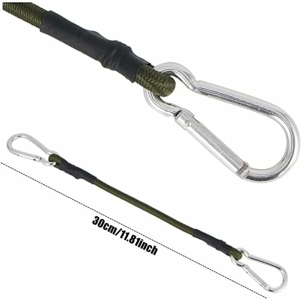 Sæt med 2 Mini Robuste 30 cm Elastikker med Karabinhage til Camping, Bagage, Rejser