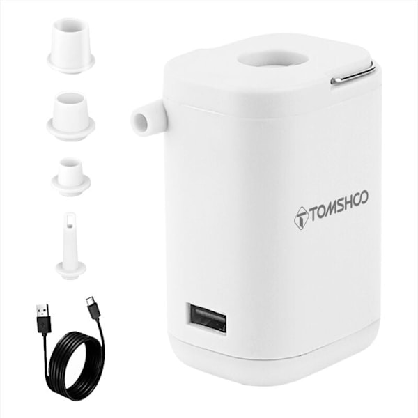 Mini Elektrisk Luftpumpe for Oppblåsbare Gjenstander 4 i 1 Bærbar Camping Luftpumpe med Innebygd Lys Powerbank Rask Inflasjon og Deflasjon Liten Pumpe, DUBUNS