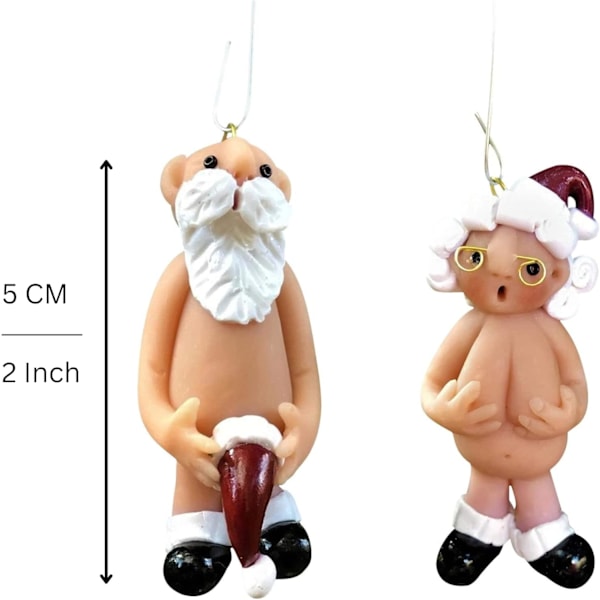 2-pakks SET 5CM Julepynt Stygg Nisse Ornament Juletrær Henge Ornamenter Naken Nisse Morsom Julfest Dekorasjon Hemmelig Nissegave