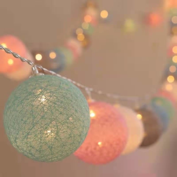 20 lysdioder Cotton Ball Globe String Fairy Lights Sovrum