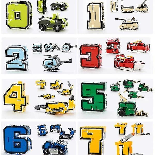 Kreative Samlingsfigurer Nummer Transformationsrobot Pædagogiske Klodser 10 stk-yux