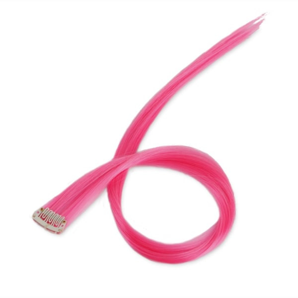 Kremet 20 tommers klips-i hårextensions Rett Hot Pink Party Highlights Syntetisk hårextensions for kvinner jenter (6 stykker/pakke)