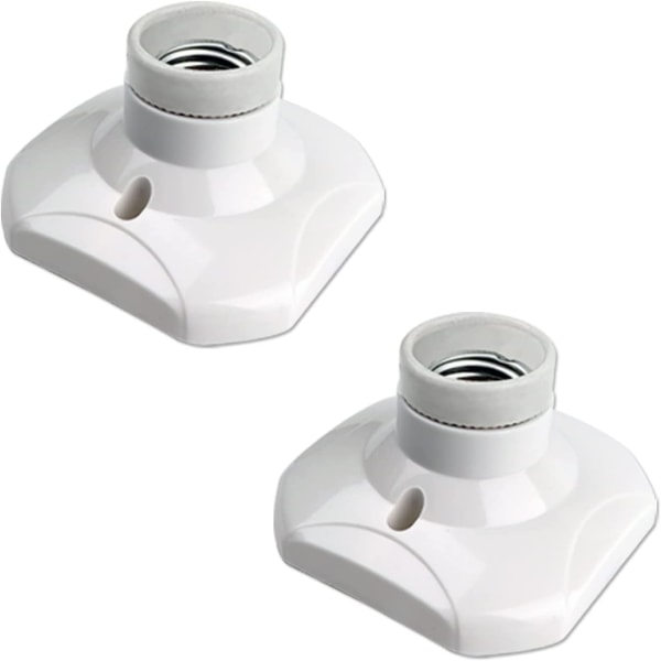 E27 skruvtaklampahållare för inomhusvägglampa, AC 230V, E27 LED-lamphållare, plastfot E27-sockel för garageverkstadstak, 2-pack