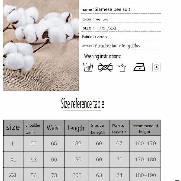 Bieholderdrakt med hansker, naturlig bomulls bieholderdrakt med fekte-slør unisex (XL)..DEBUNS