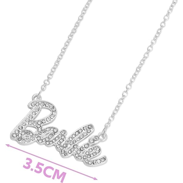 Barbie Crystal Script Logo -kaulakoru xixl Hopea Hopea-yux Silver