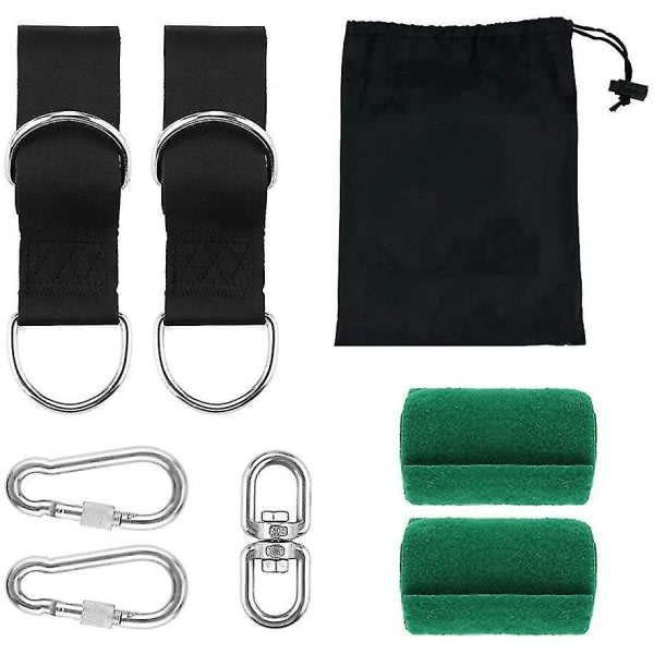 Tree Swing Harness Kit 2x5ft Heavy Duty Swing Hanger med karbinhake, trädskydd och vridkrok