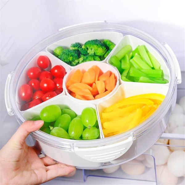 Grønnsaksfat med lokk - 6-delt snackboks for servering på fester, frukt, snacks