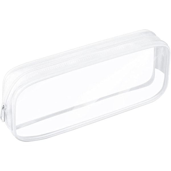 Gennemsigtig penneetui, gennemsigtig etui, vandtæt PVC lynlås Comestic opbevaringspose, rejsetaske Makeup taske (hvid)
