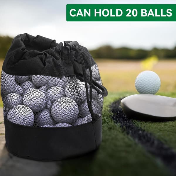2-pack förvaringsväskor för golfbollar, nätpåse i nylon med dragsko för golfbollar, bärbar för träning och utomhusbruk, svart