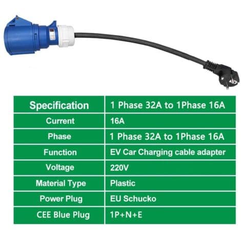 Schuko-stik til CEE-stik 230 V 32 A adapter til camping og campingvogn_yux