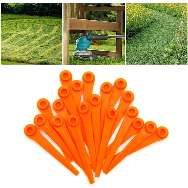 100-pakning med plastblader for Gardena 9823 9825 9820 9821 gresstrimmerblader 70mm
