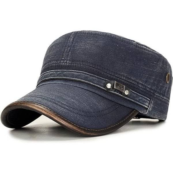 Galaxy Vintage Army Cap i bomuld til mænd, Justerbar Army Cap, Bomuldscap (blå) Blå