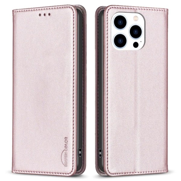 iPhone 15 Pro Max BINFEN COLOR Relief Wallet Case - Rose Gold