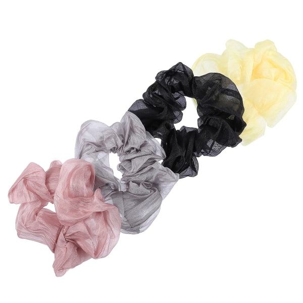 4 kpl Satin Gilrs Hiukset Scrunchy Organza hiusnauha (13X13X4,5CM, monivärinen)