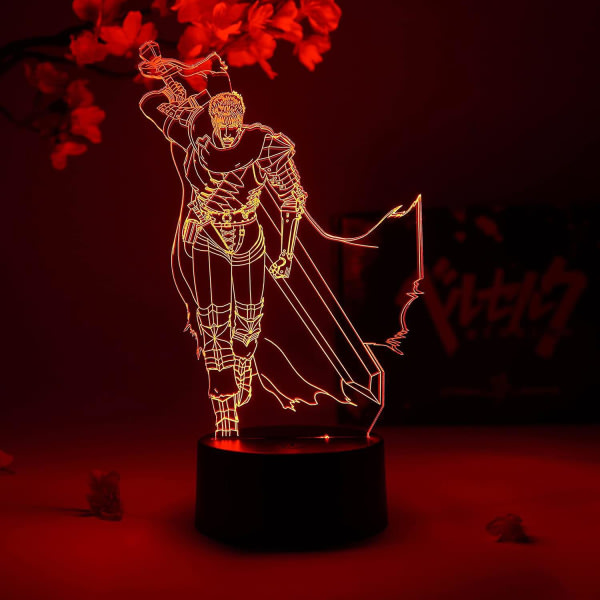 Wekity Guts Otaku-lampa Berserk Anime-lampa Figur Nattljus, 16 farver Rgb LED-fjärrkontrol, 3d Anime Room Dcor Present til Otaku