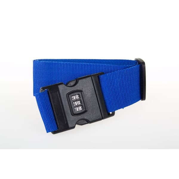 Personalized Luggage Strap - Secure Luggage 180cm x 5cm with Lock - Printed (Blue with Lock)