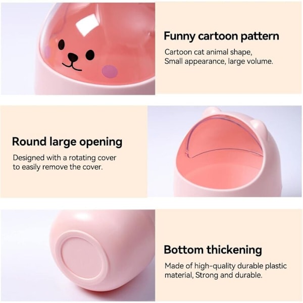 Mini Skrivbords Papperskorg med Lock, Högkvalitativ Plast Tecknad Björnform Skrivbords Papperskorg (Rosa)