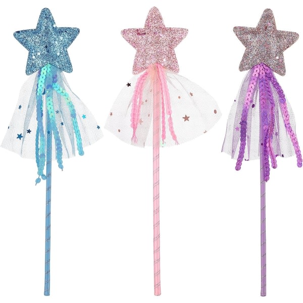 Galaxy 3 dele Kids Glitter Princess Wands Star Wand Legetøjsstave til flickor Fairy Wands til jul
