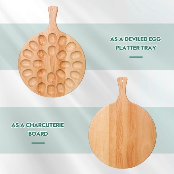 Vendbar trebrett for egg, bakevarer og fylte egg - Tykt eggbrett for benkeplate, kjøleskap og hønseegg