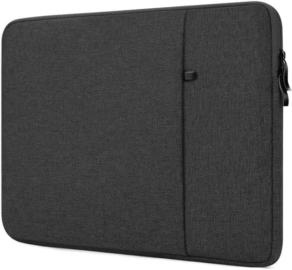 13-tums laptopfodral, vattentätt polyesterfodral med mjukt mockafoder och framficka för MacBook Air, resor, kontor, svart