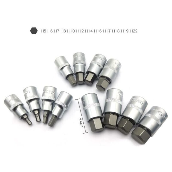 12-osainen Torx-kuusiokoloavainsarja, 6-kulmainen hylsy 5, 6, 7, 8, 10, 12, 14, 16, 17, 18, 19, 22 mm, muovisella säilytyslaatikolla, 12,5 mm (1/2 tuumaa)..DEBUNS