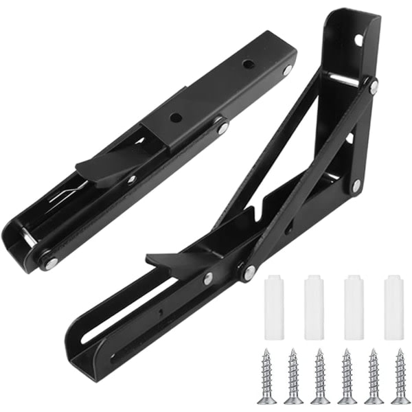 Vikbart vægbeslag Vikbart konsolbeslag i rustfrit stål, foldbart hyldestativ, robust indtrækbar foldbart konsolbeslag, (30 cm, 2 stk)