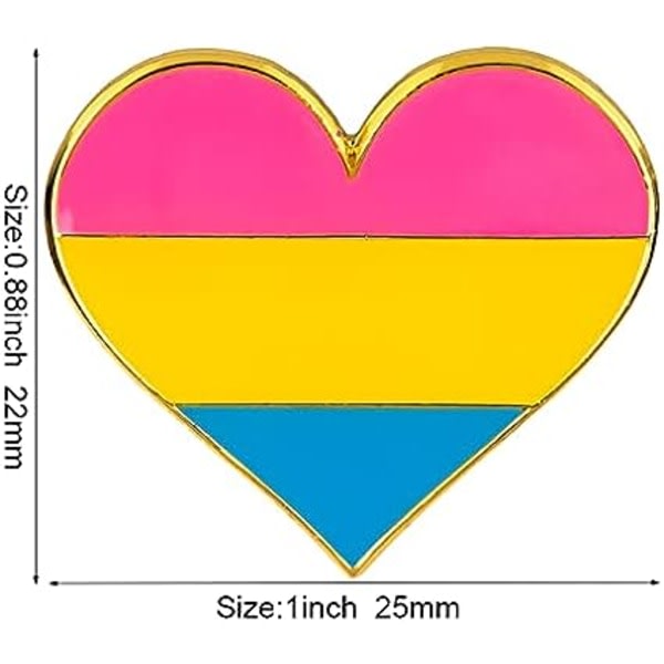 Galaxy 5-delad horisontal randig regnbågshjärta Brosch Pride Heart Lapel Pin Badge （A） farve 2