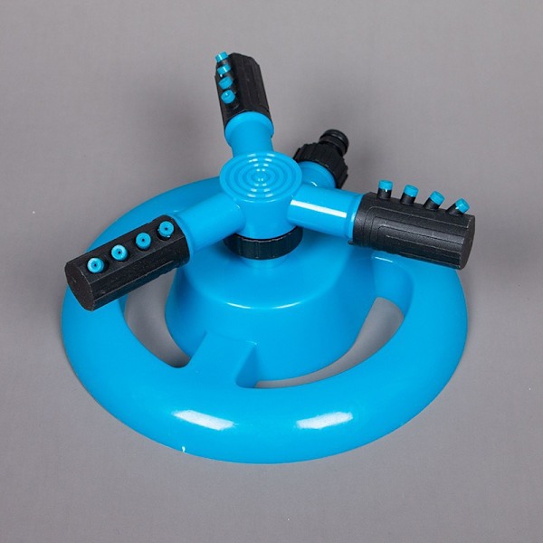 Douyin populær plastik have 360-graders automatisk roterende tre-grenet sprinklerdyse rundt chassis tre-grenet sprinklerdyse Blue standalone version + 4 taps set