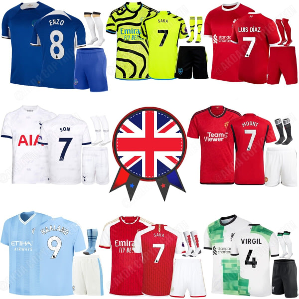 23-24 Gutte Barn Kit Fotball Herre Kort Skjorte Strømpe Kostymer Sport Shorts Topp #10 manchester united 23/24 Hjemmedrakt #26 (10-11 år)