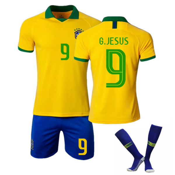 Barn/vuxen 20 America Cup Brasilien hemma/borta sæt NEYMAR JR-10 G.JESUS-9 20