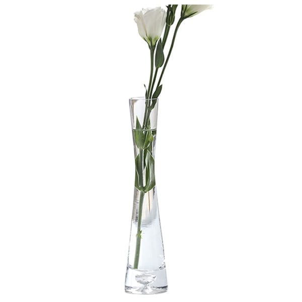 Handgjord bl?st glasvas - knoppformad vas - vas med en stam