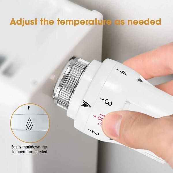 Sett med 4 termostathoder, termostatisk radiatorventil, termostatisk radiatorhode, termostatisk radiatorventil M30 x 1.5..DEBUNS