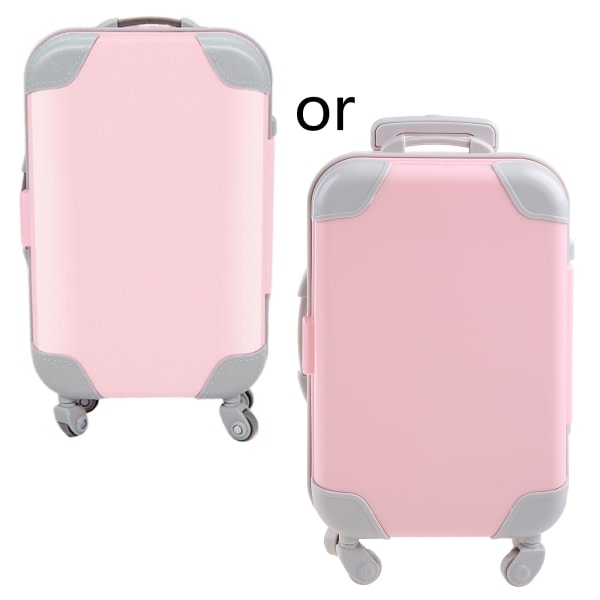 Minivagn för dockor, resväska förpackning för case Ögonfransar Förpackningslåda Simulering Bagageförvaringslåda Rosa