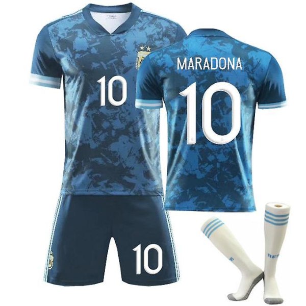 Maradona Jersey nummer 10 Argentina Retro 1986 Kit W 22 mörkblå