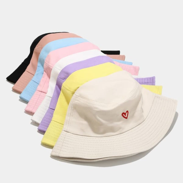 Unisex Solhatt, Bomullsstrandbøttehatt for Menn Kvinner, Sommer Utendørs Gutter Jenter Boonie Cap Pustende Pakkbar