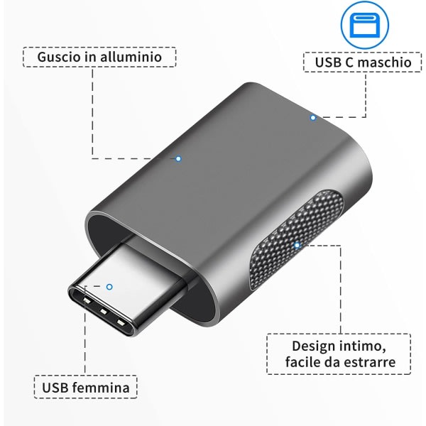 USB 3.1 til USB C-adapter, høyhastighetsoverføring, USB-kanal til USB, Thunderbolt 3 type C til USB-adapter, støttet for OTG